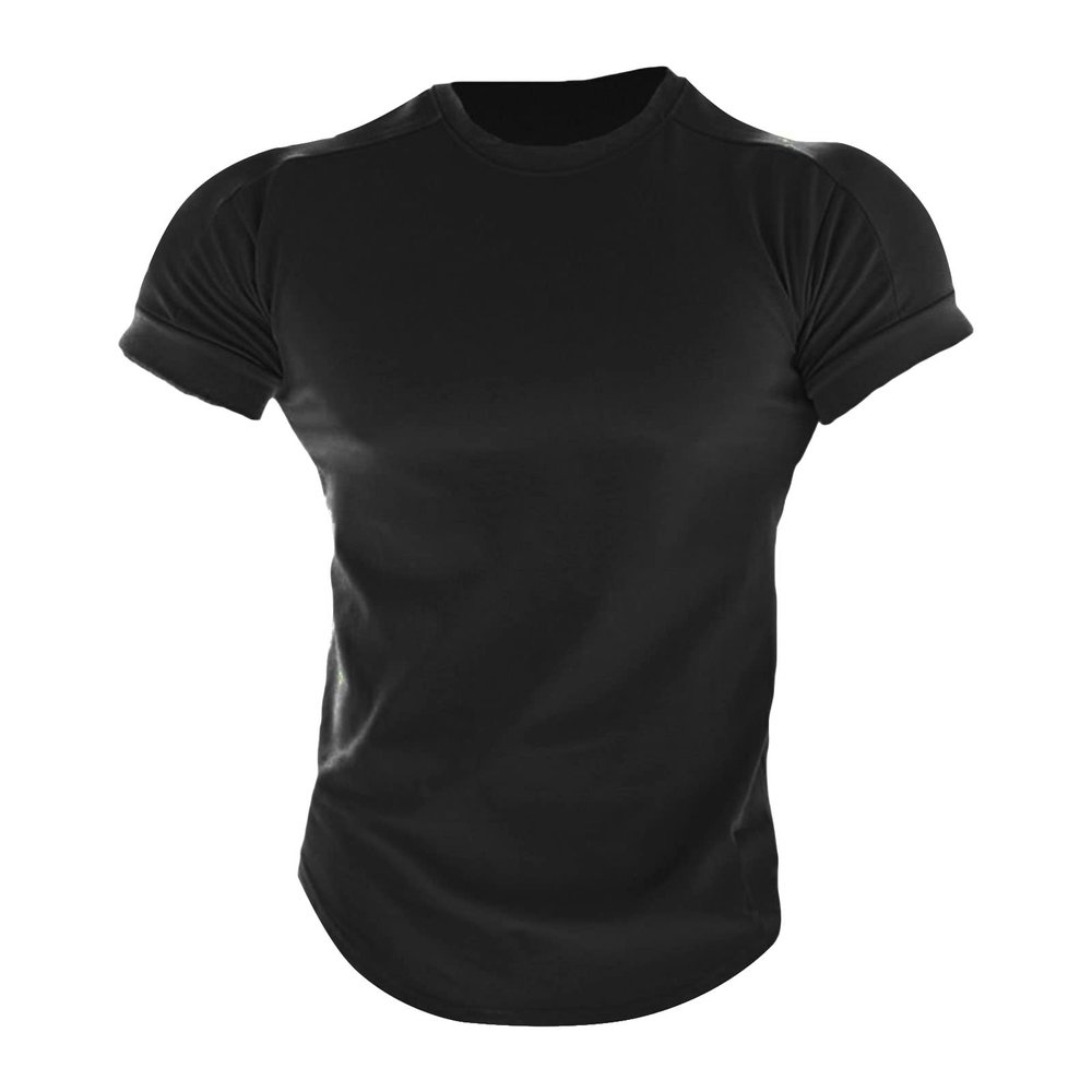JEKE-DG Men's Muscle T Shirts Cotton Lightweight Workout Short Sleeve Bodybuilding Athletic Workout Gym Shirt Top (Large,Black)