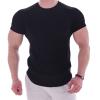JEKE-DG Men's Muscle T Shirts Cotton Lightweight Workout Short Sleeve Bodybuilding Athletic Workout Gym Shirt Top (Large,Black) view 2
