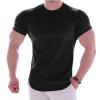 JEKE-DG Men's Muscle T Shirts Cotton Lightweight Workout Short Sleeve Bodybuilding Athletic Workout Gym Shirt Top (Large,Black) view 3