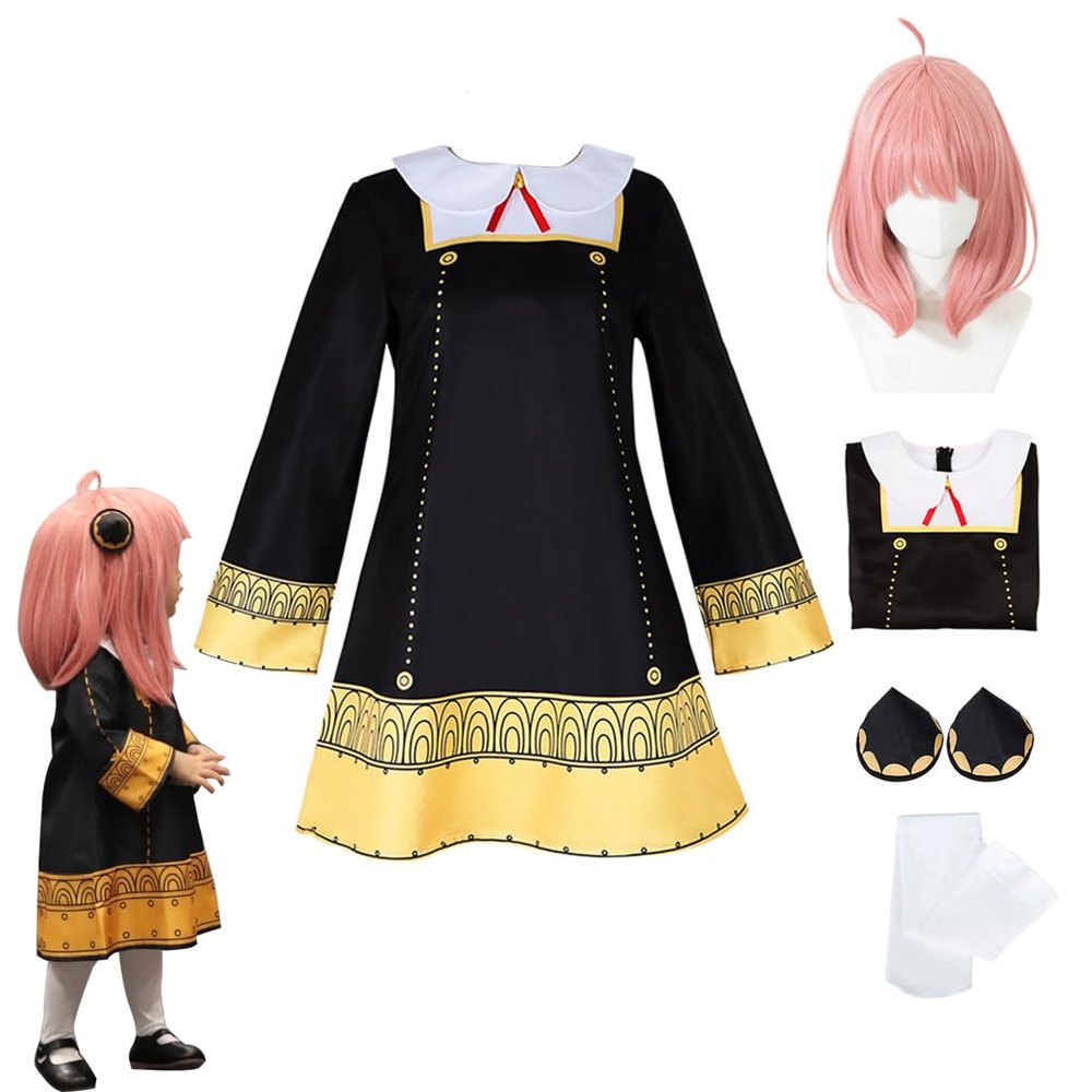AKTOTO Thorn Princess Yor Forger Cosplay Gothic Dress Anya Forger Cosplay Anime Halloween Full Dress with Wig