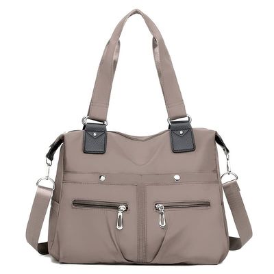 2023 Large Capacity Waterproof Multi Pocket Nylon Shoulder Bag, Waterproof Tote Bag, Women Handbags Purses for Shoulder Handbags Travel Bag (Khaki)