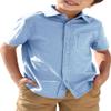 Boys Button Down Dress Shirt Short Sleeve Casual Cotton Solid Tops Uniform T-Shirt for Kids 4-13 Years view 1