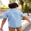Boys Button Down Dress Shirt Short Sleeve Casual Cotton Solid Tops Uniform T-Shirt for Kids 4-13 Years view 3
