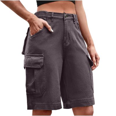 Uillui Cargo Shorts for Women Summer Outdoor Hiking Cargo Shorts High Waist Quick Dry Shorts Casual Loose Slacks with Pocket