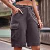 Uillui Cargo Shorts for Women Summer Outdoor Hiking Cargo Shorts High Waist Quick Dry Shorts Casual Loose Slacks with Pocket view 2
