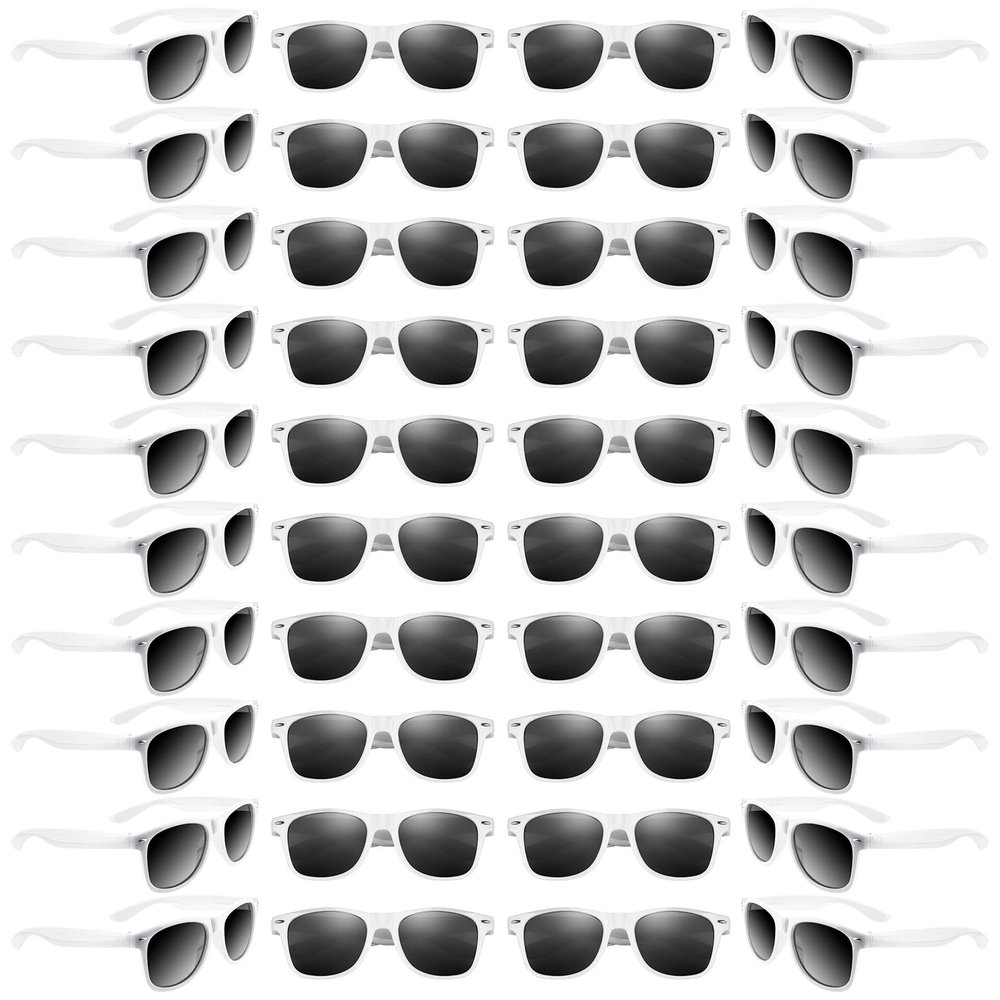 Bouiexye 48 Pack Party Sunglasses Bulk for Birthday Summer Wedding Party Goody Bag Fillers Supplies (White)
