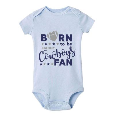 Born to Be A Daddy Cowboys Fan Baby Short Sleeve Playsuit Newborn Bodysuit Outfit Clothes D-Blue