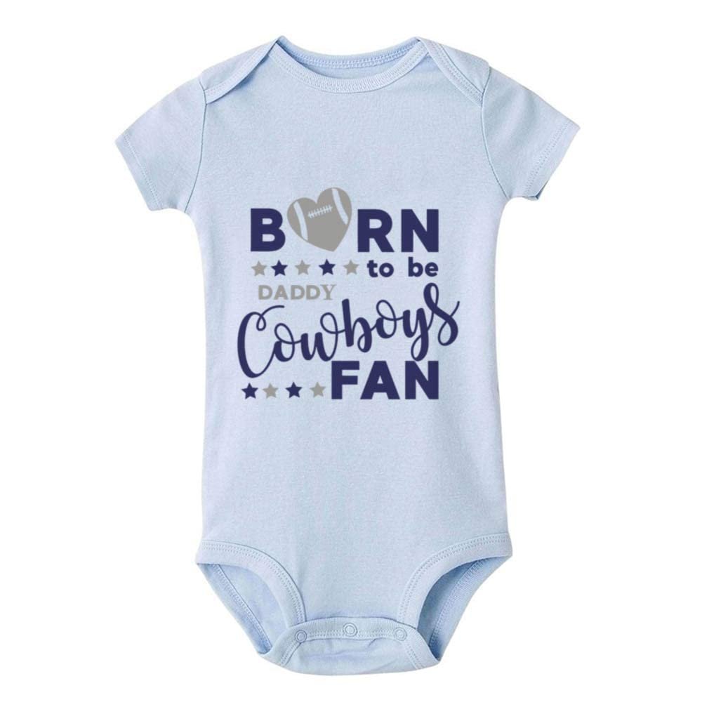 Born to Be A Daddy Cowboys Fan Baby Short Sleeve Playsuit Newborn Bodysuit Outfit Clothes D-Blue