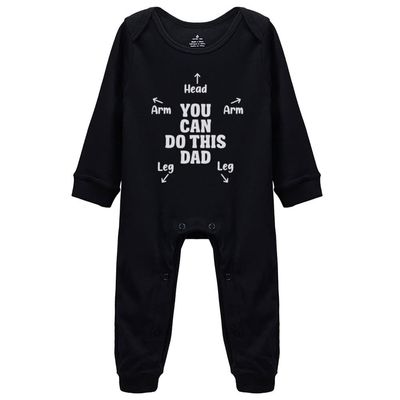 Yeavomeny with Instructions for Dad Baby Long Sleeve Playsuit Newborn Bodysuit Outfit Clothes K-Black