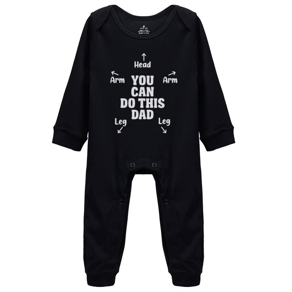Yeavomeny with Instructions for Dad Baby Long Sleeve Playsuit Newborn Bodysuit Outfit Clothes K-Black