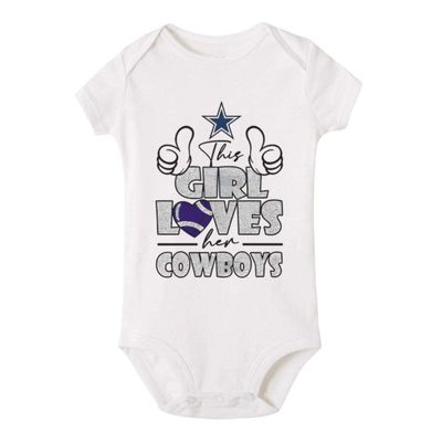 This Girl Loves Her Cowboys Cute Bodysuit Girl boy Infant Toddler Baby Clothes Creepers D-White