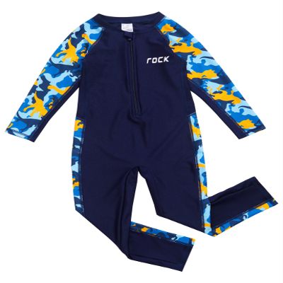 Nikiikoo Kids Girls Boys One Piece Water Sports Rash Guard Swimsuit UPF 50+ Long Sleeves Full Suit Wetsuit Swimwear Navyblue 6 Years