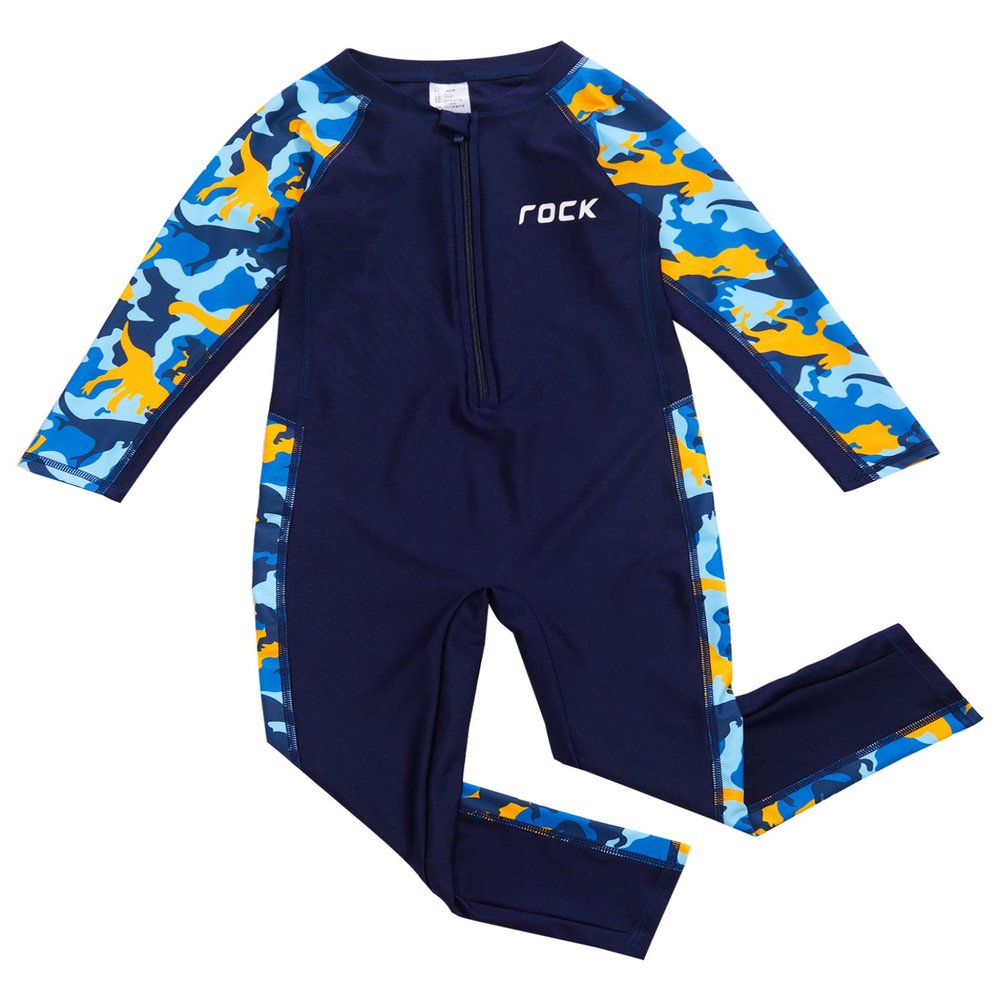 Nikiikoo Kids Girls Boys One Piece Water Sports Rash Guard Swimsuit UPF 50+ Long Sleeves Full Suit Wetsuit Swimwear Navyblue 6 Years