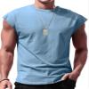 Freebily Mens Mock Sleeveless T Shirt Turtleneck Pullover Thermal Tank Tops Solid Undershirt Slim Fitted Light Blue A XX-Large view 1