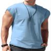 Freebily Mens Mock Sleeveless T Shirt Turtleneck Pullover Thermal Tank Tops Solid Undershirt Slim Fitted Light Blue A XX-Large view 2