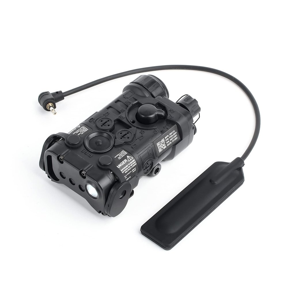 NOBUHIRO Tactical Airsoft Laser ONLY with Steady + Strobe White LED Flashlight 2 Modes, Upgrade PEQ Box with Remote Pressure Switch, Fit for AEG GBB CQB 20mm Picatinny Rail
