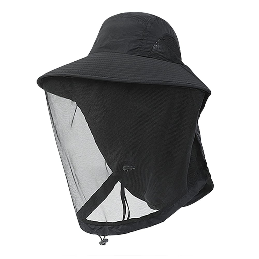 Head Net Hat Safari Hat Sun Hat UPF 50+ Sun Protection Fishing Boonie Hat with Netting Net Mesh for Men & Women Black