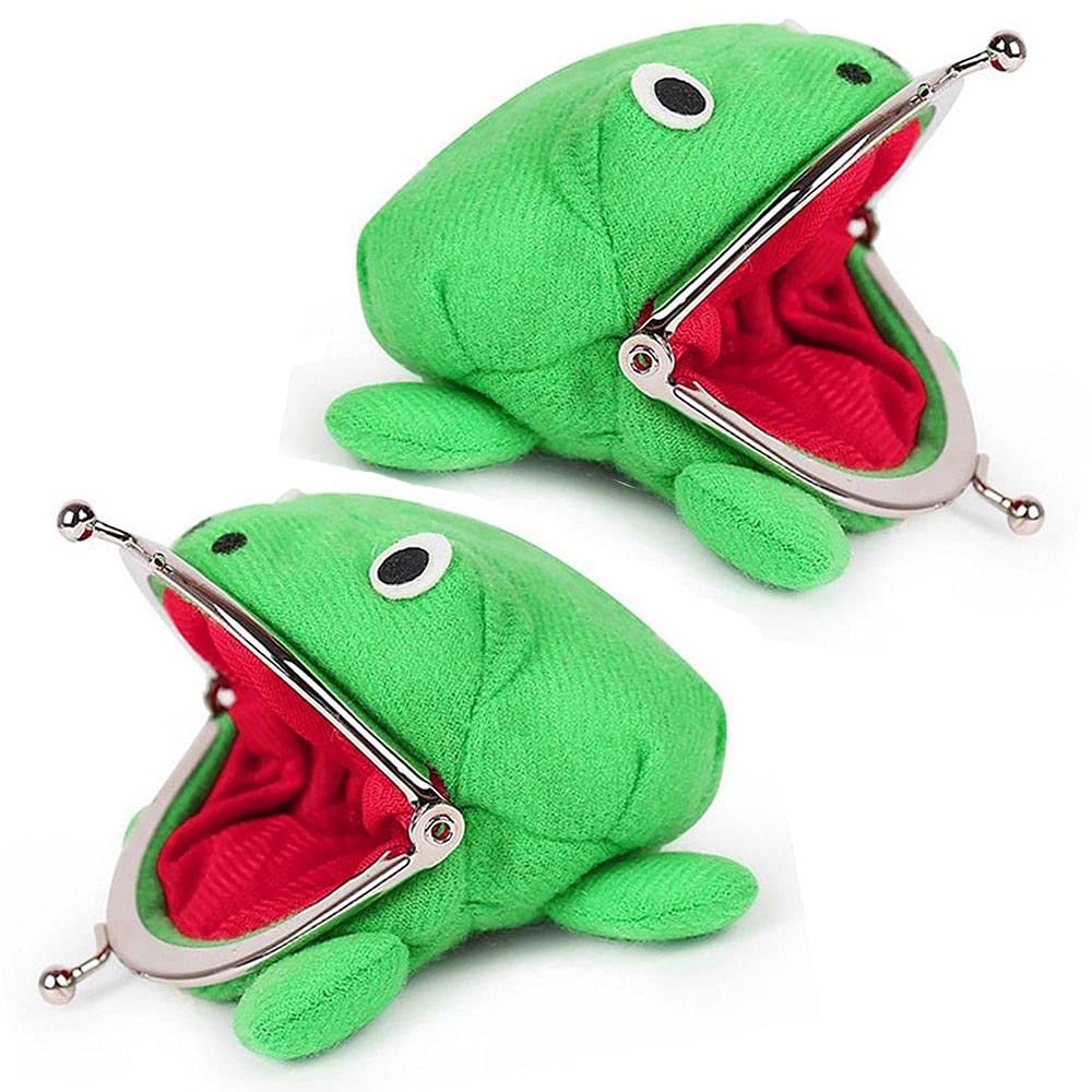 2Pcs Frog Coin Purse,Cute Animal Cosplay Props Frog Wallet,Anime Cartoon Manga Flannel Coin Holder