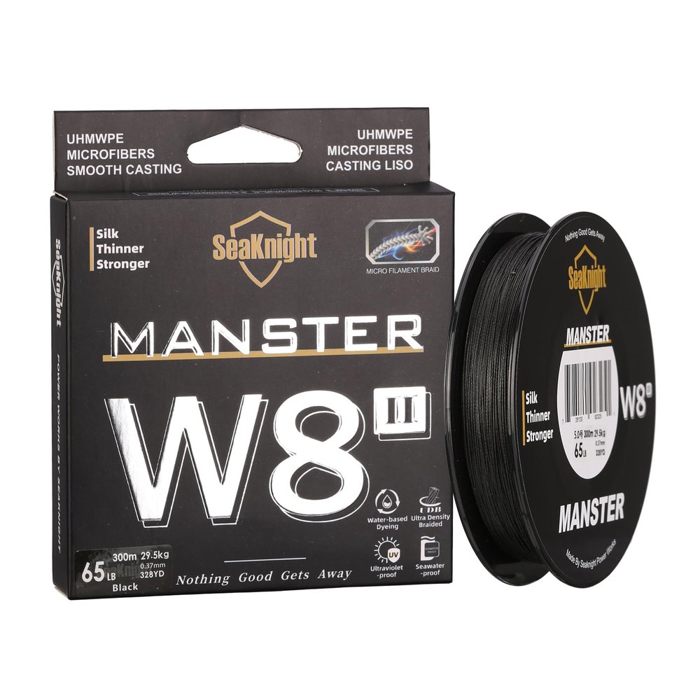 SeaKnight MANSTER W8 II 8 Strand Braided Fishing Line -Super Strong, Abrasion Resistant, No Stretch Braided Line-15LB to 100LB Test for Saltwater and Freshwater Fishing Line Braid