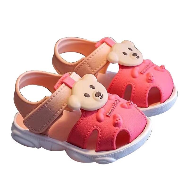 Zonkacen Little Kids Boys Girls Fashion Non Slip Closed Toe Quiet Beach Sandals for Aqua Water Sport Wading Amusement Park Play Games Running Red 3.5 Infant