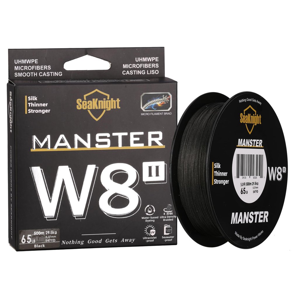 SeaKnight MANSTER W8 II 8 Strand Braided Fishing Line -Super Strong, Abrasion Resistant, No Stretch Braided Line-15LB to 100LB Test for Saltwater and Freshwater Fishing Line Braid
