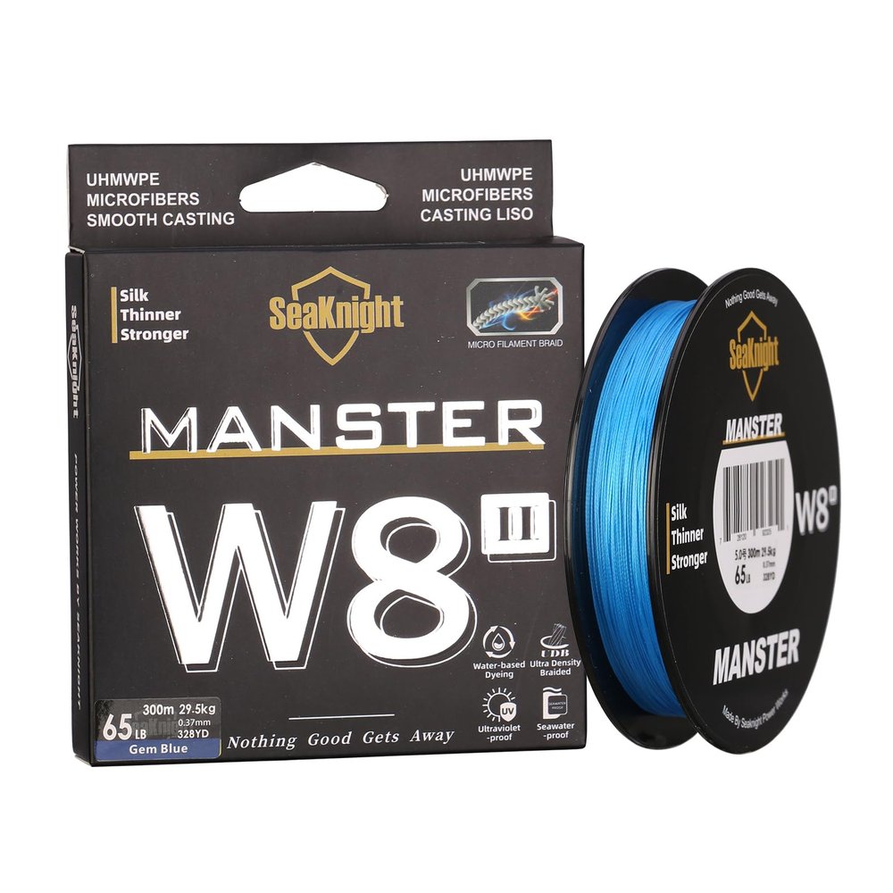 SeaKnight MANSTER W8 II 8 Strand Braided Fishing Line -Super Strong, Abrasion Resistant, No Stretch Braided Line-15LB to 100LB Test for Saltwater and Freshwater Fishing Line Braid
