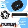Vabean 8 Pcs Volleyball Accessories,Include Volleyball Arm Sleeves Knee Pads Sport Hair Scrunchies Sweat Band Drawstring Bag Cosmetic Bag Wrist Guard Knee Brace(Medium,Black) view 4