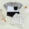 allshope Toddler Baby Boy Summer Outfit Short Sleeve T Shirt Top Casual Shorts Set Infant Newborn Clothes 6 12 18 24 Month 2T (Contrast Light Gray, 18-24 Months) view 2