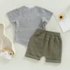 allshope Toddler Baby Boy Summer Outfit Short Sleeve T Shirt Top Casual Shorts Set Infant Newborn Clothes 6 12 18 24 Month 2T (Contrast Green, 2-3T) view 3