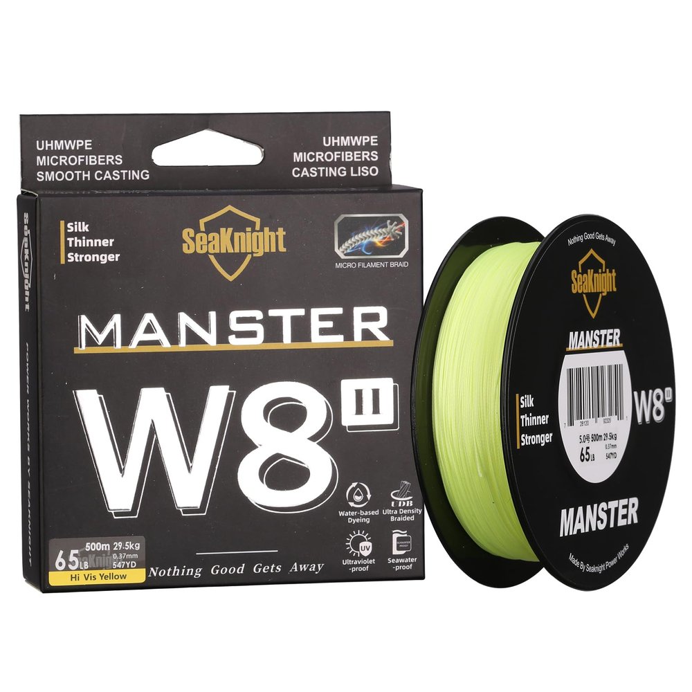 SeaKnight MANSTER W8 II 8 Strand Braided Fishing Line -Super Strong, Abrasion Resistant, No Stretch Braided Line-15LB to 100LB Test for Saltwater and Freshwater Fishing Line Braid