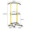 SogesPower Power Tower Dip Station Pull Up Bar for Home Gym Adjustable Height Strength Training Workout Equipment,Yellow view 2