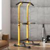 SogesPower Power Tower Dip Station Pull Up Bar for Home Gym Adjustable Height Strength Training Workout Equipment,Yellow view 4