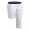 Kaerm Mens Single Leg 3/4 Compression Capri Tights One Leg Unisex Sports Compression Pants Athletic Base Layer Leggings Left long White Medium view 1