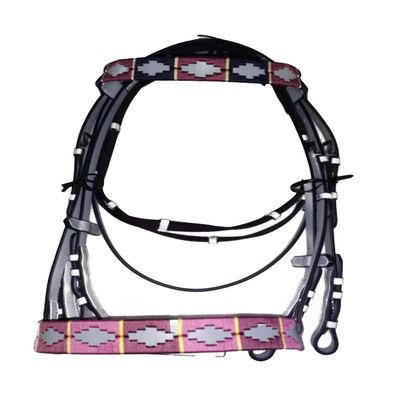 Designer Horse Bridle with Web Reins & Hand Stoppers Handcrafted Comfort Lined Crown Piece Lightweight by EQUESTRAIN Enterprises (Small/Pony, Black)