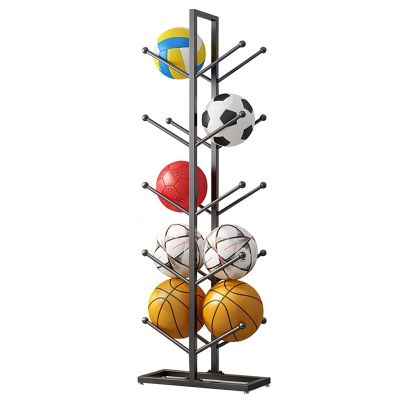 Bsetain Ball Storage Display Holder, Vertical Double-Sided Basketball Rack Holder, Black Ball Storage Organizer Stand for Soccer/Volleyball, Boys Room/School/Indoor Ball Display Stand (Size : 5 Tier)