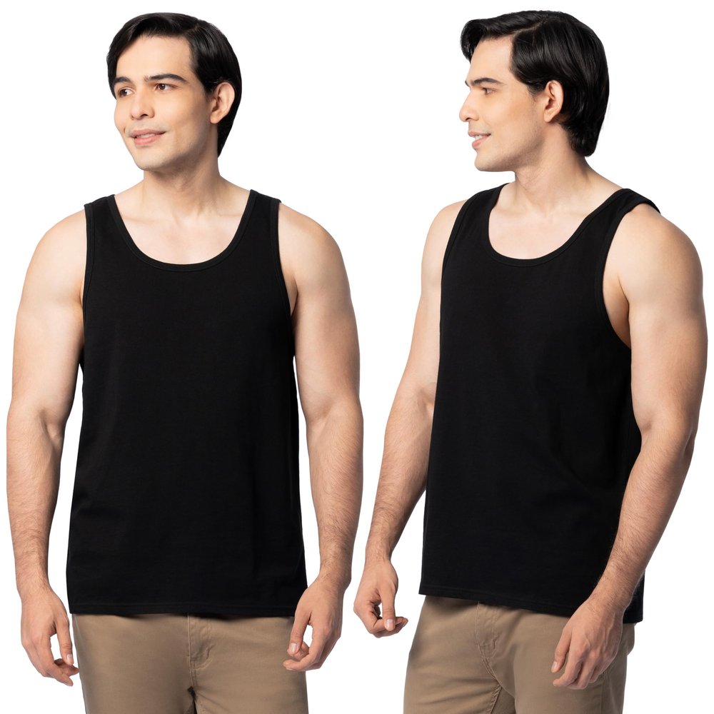 Fruit of The Loom Men's Eversoft Cotton Sleeveless T Shirts, Breathable & Moisture Wicking with Odor Control, Sizes S-4X, Tank-2 Pack-Black Ink, 4X-Large