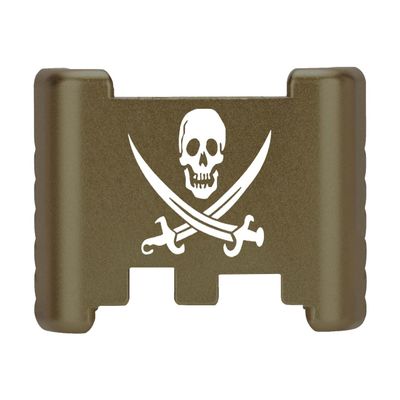 NDZ Performance Aluminum Slide Racker Back Plate for Glock 43 43X 48  Improved Slide Grip, Laser Engraved, ODG  Skull Jolly Roger 2