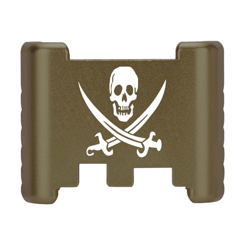 NDZ Performance Aluminum Slide Racker Back Plate for Glock 43 43X 48  Improved Slide Grip, Laser Engraved, ODG  Skull Jolly Roger 2
