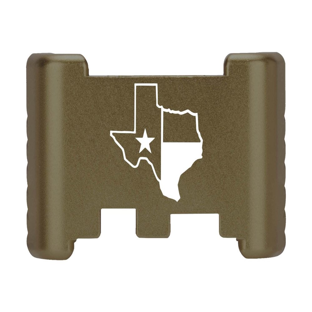 NDZ Performance Aluminum Slide Racker Back Plate for Glock 43 43X 48  Improved Slide Grip, Laser Engraved, ODG  Texas State Outline Flag
