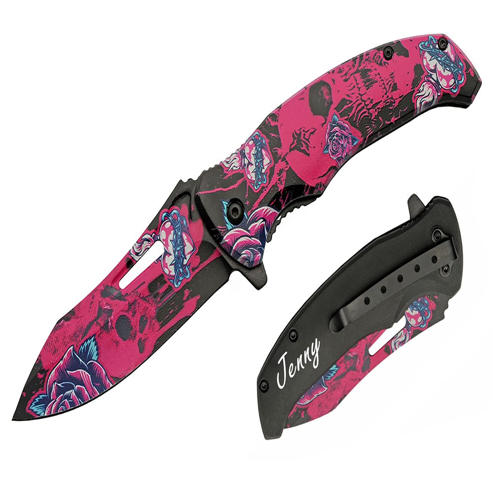 GIFTS INFINITY Customized Engraved Pocket Folding Knife - Groomsmen Wedding Party Monogrammed (LOVELY BONES)