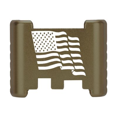 NDZ Performance Aluminum Slide Racker Back Plate for Glock 43 43X 48  Improved Slide Grip, Laser Engraved, ODG  US Wave Flag