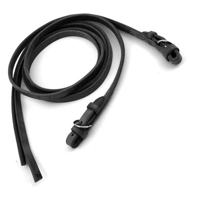 Western Leather Split Reins with Buckle Ends 7' Feet Length Heavy Duty Black (3/4")