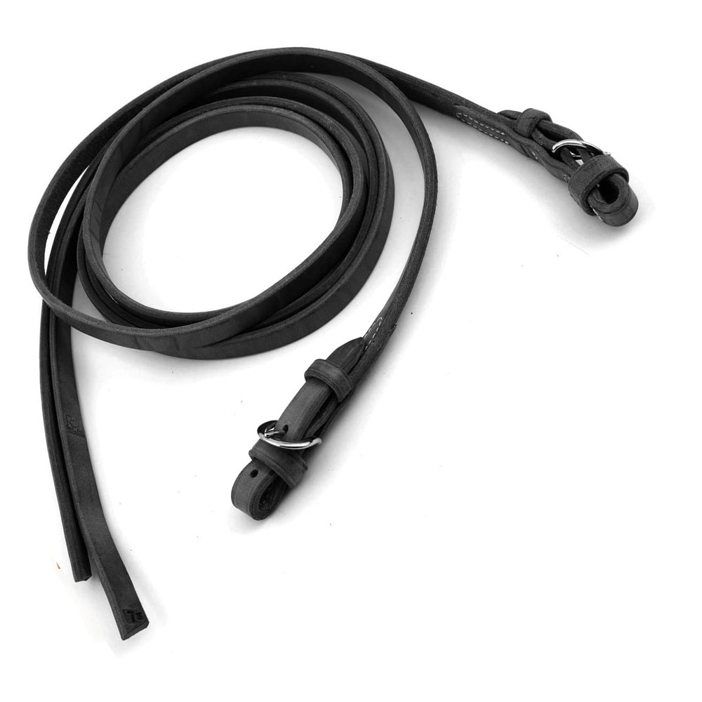 Western Leather Split Reins with Buckle Ends 7' Feet Length Heavy Duty Black (3/4")