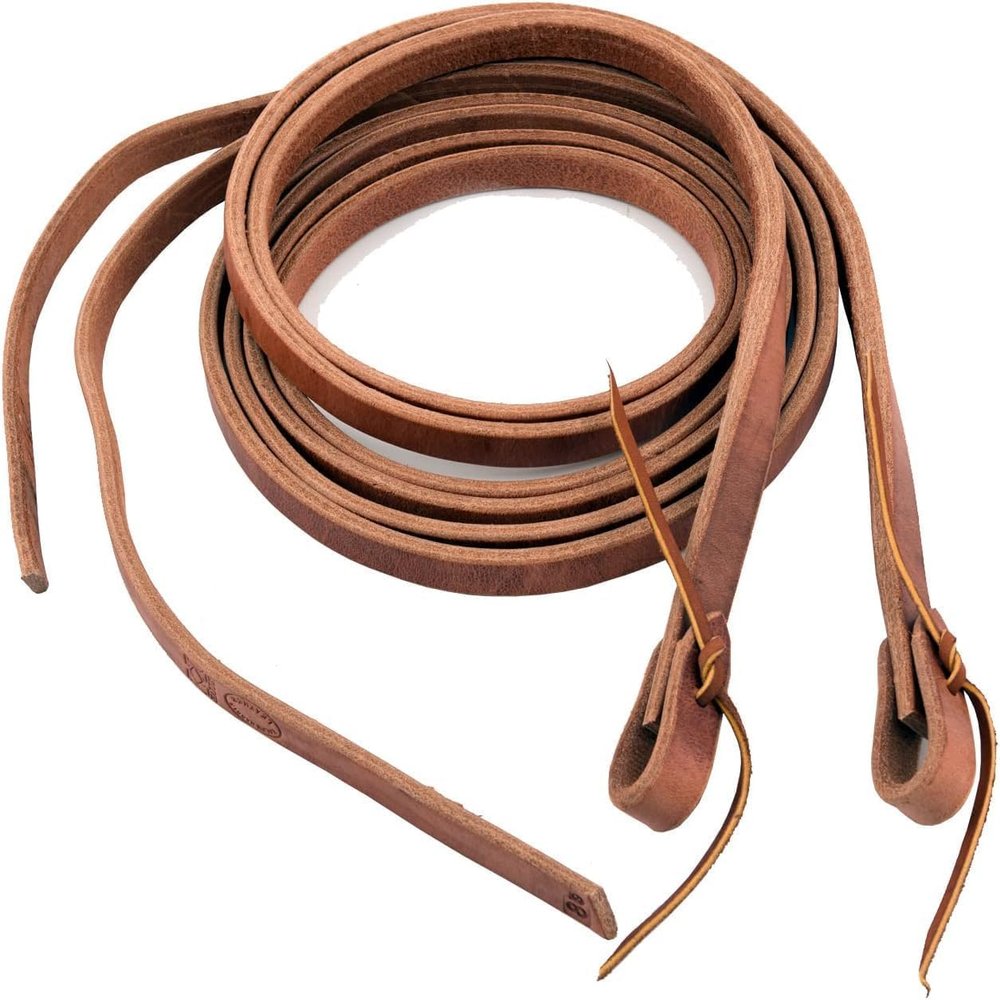 Western Leather Split Reins with Tie Ends Brown Heavy Duty 6' 7' 8' Sold in Pair (6' x 3/4")
