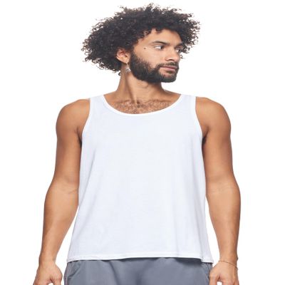 Expert Brand USA-Made Men's MoCA Cotton Blend Sleeveless Muscle Shirt, White, Large