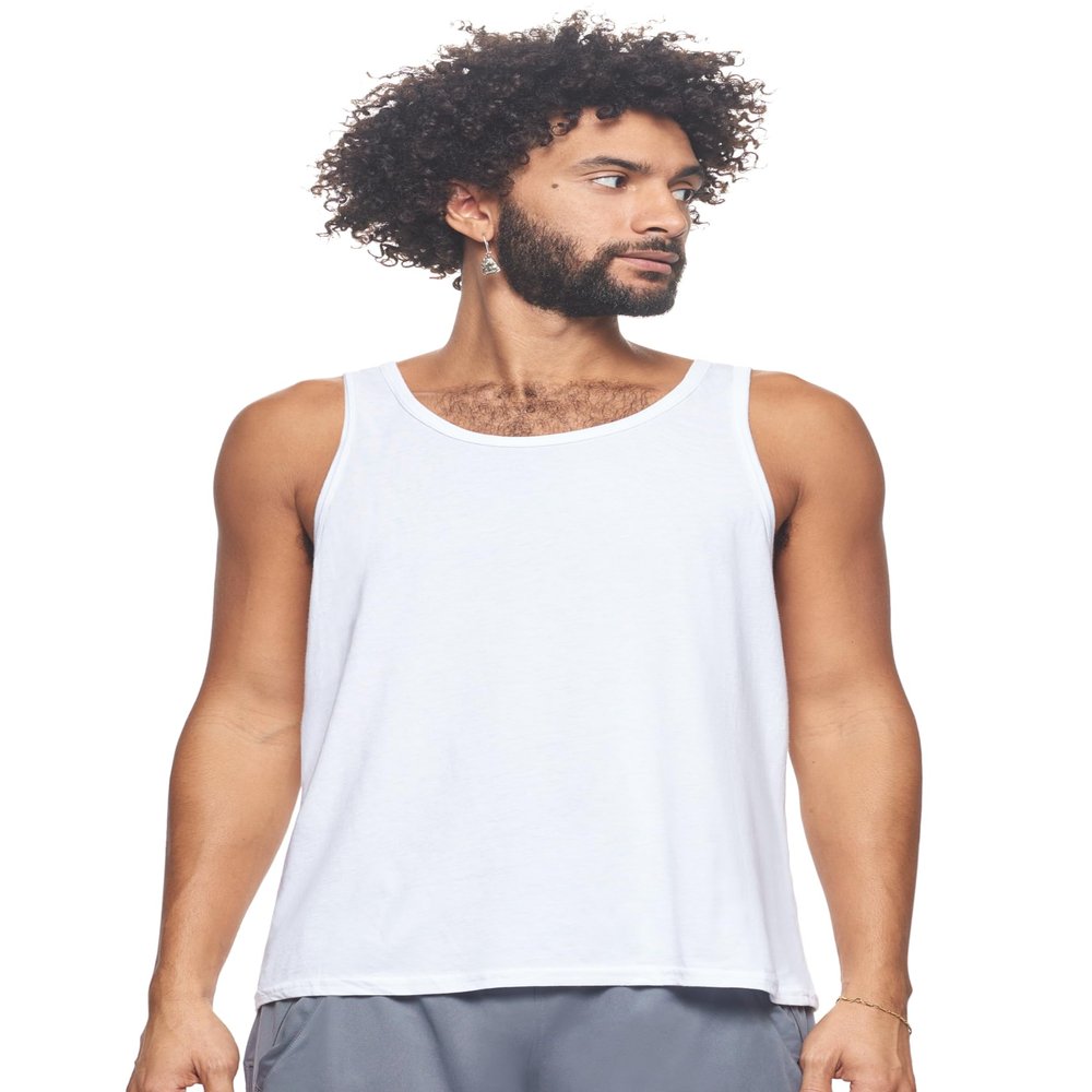 Expert Brand USA-Made Men's MoCA Cotton Blend Sleeveless Muscle Shirt, White, Large