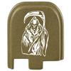 NDZ Performance Slide Cover Back Plate for Glock 43 43X 48, 9mm, Laser Engraved Anodized Aluminum in Olive Drab Green, Made in The USA - Grim Reaper 1 view 1