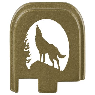 NDZ Performance Slide Cover Back Plate for Glock 43 43X 48, 9mm, Laser Engraved Anodized Aluminum in Olive Drab Green, Made in The USA - Wolf Moon