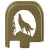 NDZ Performance Slide Cover Back Plate for Glock 43 43X 48, 9mm, Laser Engraved Anodized Aluminum in Olive Drab Green, Made in The USA - Wolf Moon view 1