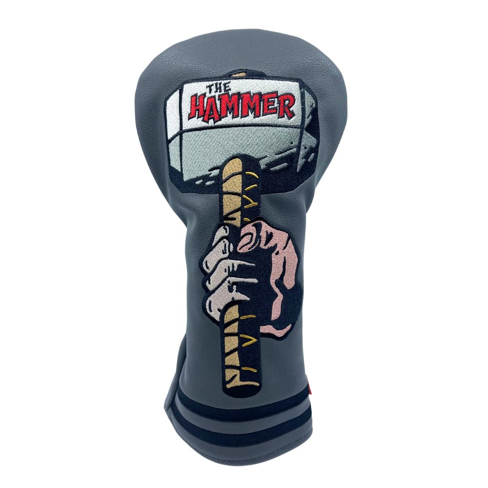 Funny Golf Club Covers The Hammer Driver Headcover and Little Hammer Fairway Wood Head Covers, Golf Accessories for Men, Golfer Gifts for Men, Golf Head Covers for Dad (Driver - Titanium)